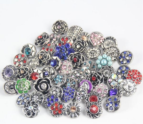 

chunks snap button jewelry mix many styles 18mm metal snap button charm rhinestone styles button ginger snaps jewelry qn, Black