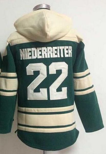 

2016 новый, лучший / высокое качество сшитые #22 нино niederreiter хоккей толстовка дешевые дикий джерси красный зеленый хоккей трикотажные, Black;red