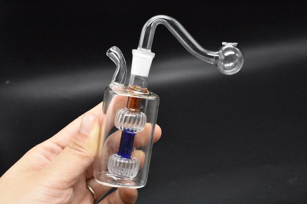 Piccolo bruciatore a nafta Rig mini Bong di vetro Gorgogliatore di vetro Bong Catcher di cenere Tubi d'acqua per fumatori Rigs petroliferi dab rig birdcage perc