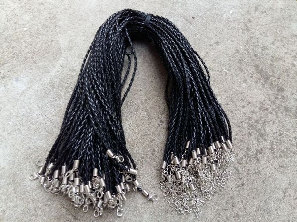 

18" 3 мм черный PU кожаный Кос ожерелье шнуры с карабинчиком для DIY ювелирных изделий Neckalce кулон ремесло ювелирные изделия
