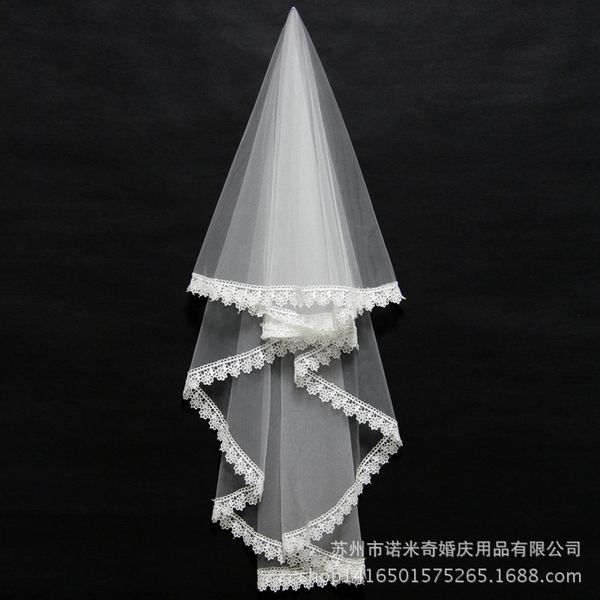 

2021 selling wedding veils two layers ivory lace edge appliqued gorgeous elbow length bridal veil, Black
