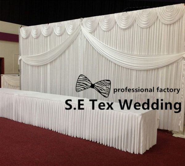 

whole set 10ft by 20ft ice silk wedding backdrop curtain \ stage background include drape swag with pipe stand for wedding event decoration