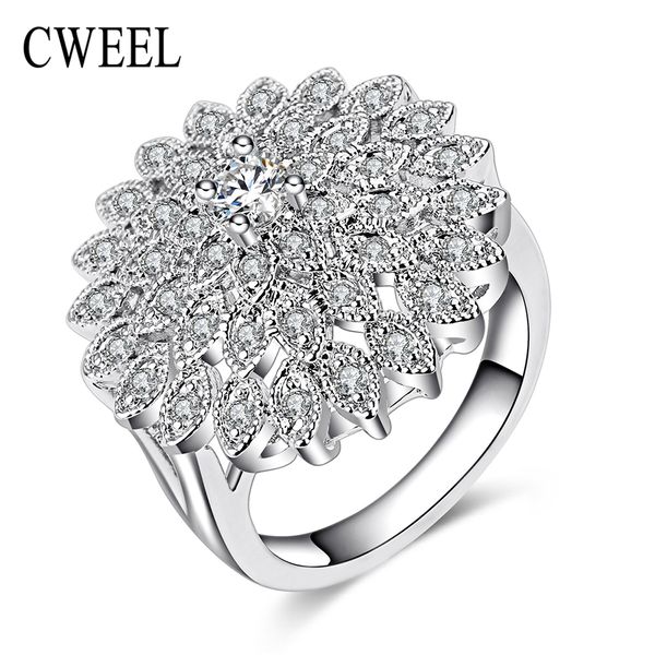 

wholesale- cweel african beads jewelry engagement rings for women wedding sliver color imitated crystal gift bridal party holiday ring, Golden;silver