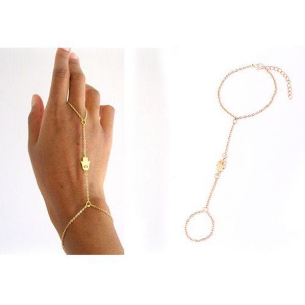 Multi-Armband-Armreif, Sklavenkette, verwobenes Finger-Handgeschirr, goldene Armbänder, Armreifen 65597