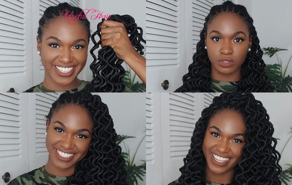 

100g deep wave spring twist blonde hair extensions waving curly goddess locks crochet braids hair synthetic braiding hair christmas, Black