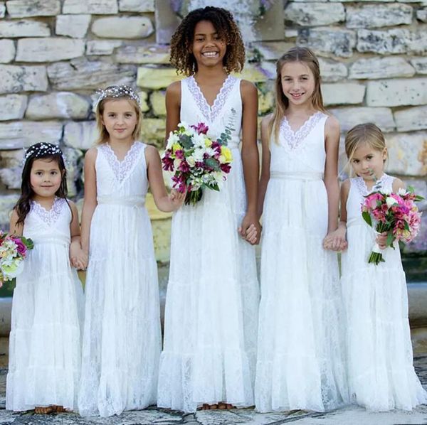 New Arrival 2018 Bohemian Lace Flower Girls Dresses For Weddings