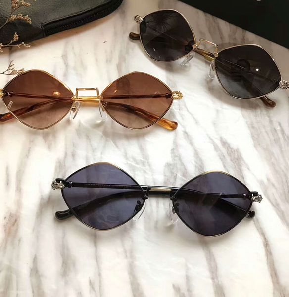 Óculos de sol Diamond Dog Gold Tortoise para mulheres, homens, óculos de lente gradiente marrom, proteção UV400 feminina com caixa