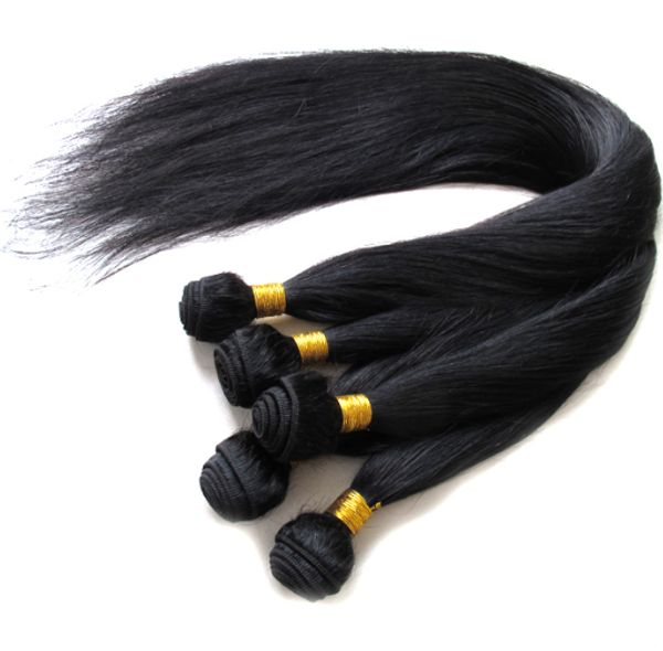 Venda por atacado - 100% cabelo humano peruano remy do cabelo humano trama extensões de trama de seda em linha reta 50g / pcs # 1 Jet Black