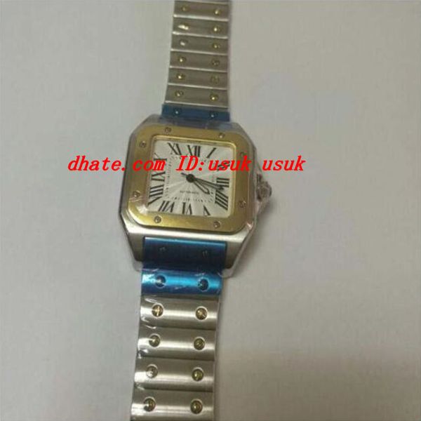 

luxury wristwatches white dial 18kt yellow gold bezel stainless steel bracelet 45mm x 32mm automatic mechanical mens watches, Slivery;brown