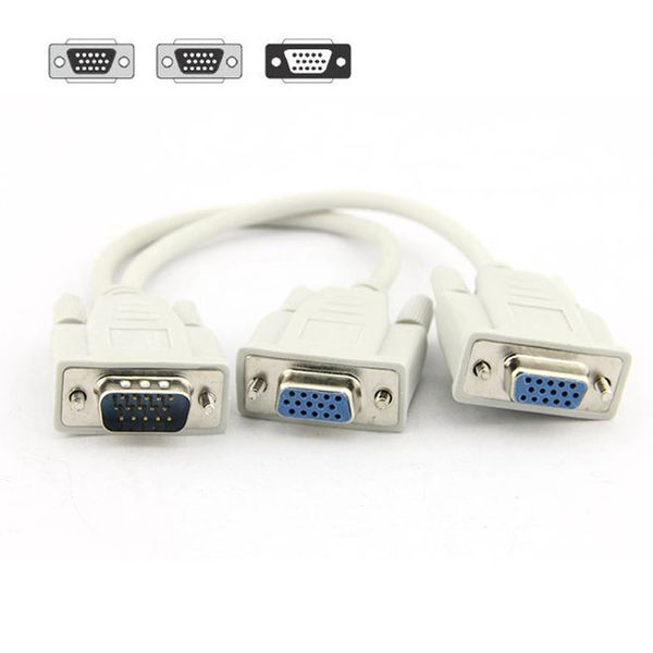 

New 1 To 2 VGA SVGA Monitor Y Splitter Computer Cable Lead 15 Pin For PC Computer