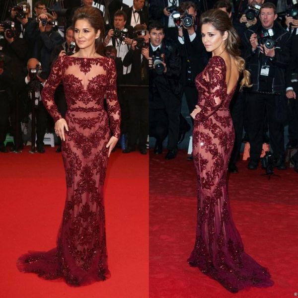Grosshandel Zuhair Murad Sexy Burgund Cannes Roter Teppich Kleider