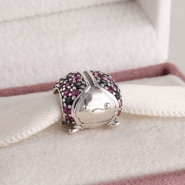 

fits pandora bracelets silver ladybird pave balls with new original zircon 100% 925 sterling silver jewelry diy, Black