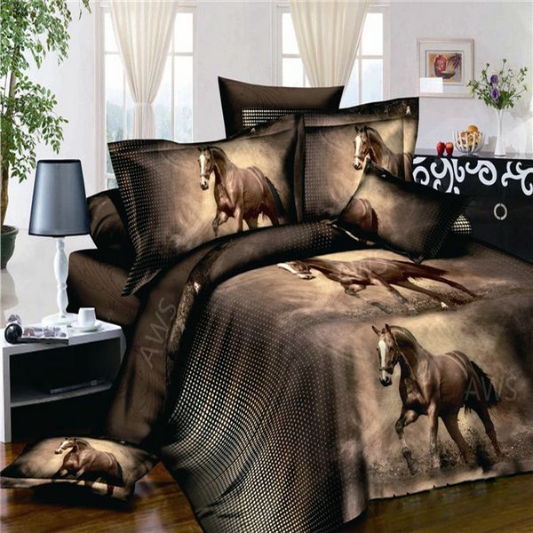 3d Bed Set Horse Printed Bedding Animal Print Bedspread Bedclothes