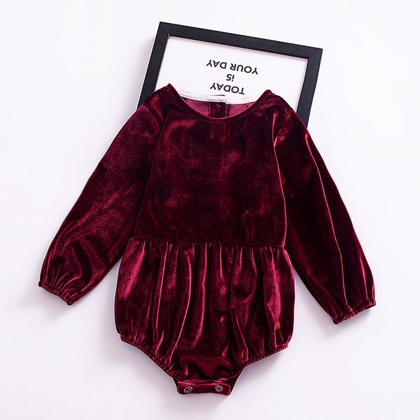

newborn baby girl flannel romper warm long sleeve velvet jumpsuit toddler kids clothes wine red baby romper 2018 spring autumn kids clothing, Blue