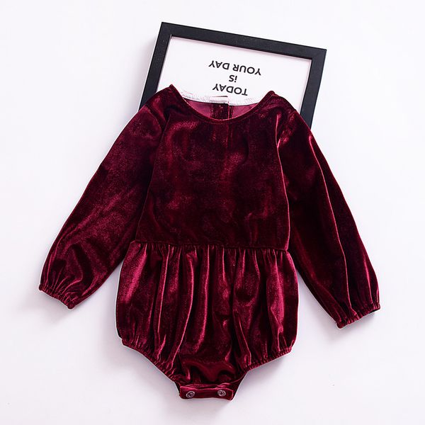 Neonata Pagliaccetto di flanella Calda manica lunga Tuta di velluto Bambino Abbigliamento per bambini Vino Rosso Pagliaccetto per bambini 2018 Primavera Autunno Abbigliamento per bambini