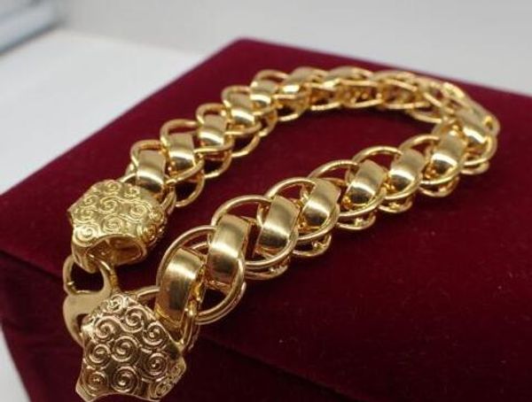 

Men Jewellery 18K Yellow gold Solid Wide 12mm Crub Chain Women bracelet 8 inch