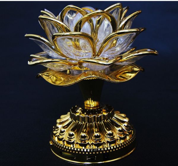 

gold battery buddha music speaker light flower fancy colorful changing led lotus flower romantic wedding decoration party lamp hipping