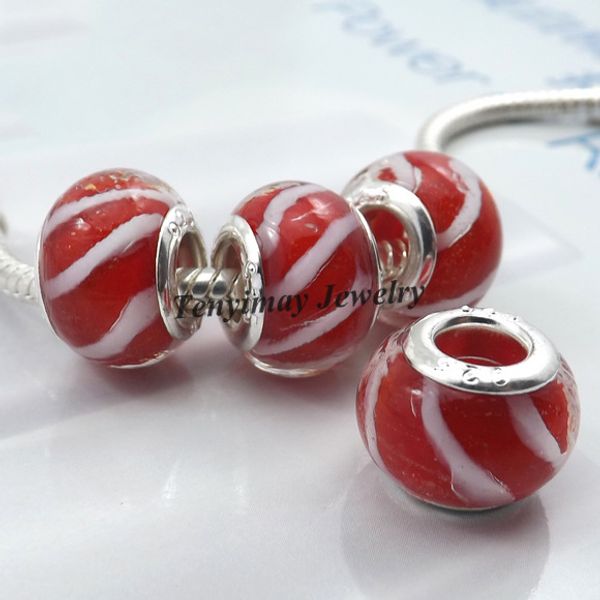 Murano Lampwork Glass Beads Euro Charme Beads Big Hole Beads para Pulseira de Cadeia 100 pcs / lote Atacado LB818