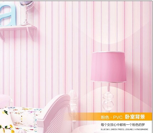 The Mediterranean Style Pvc Waterproof Striped Wallpaper Kids Bedroom 3d Wallpaper Roll Pink Papel De Parede Infantil Paper Roll Widescreen Wallpapers
