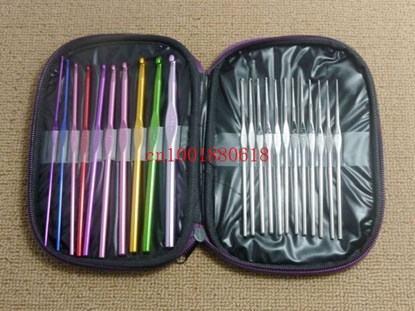 Schneller Versand, 22 Stück/Set, 22 Stück, Aluminium-Häkelnadeln, Stricknadeln, Strickbindung, Stiche, Bastelkoffer, 20 Sätze/Lose