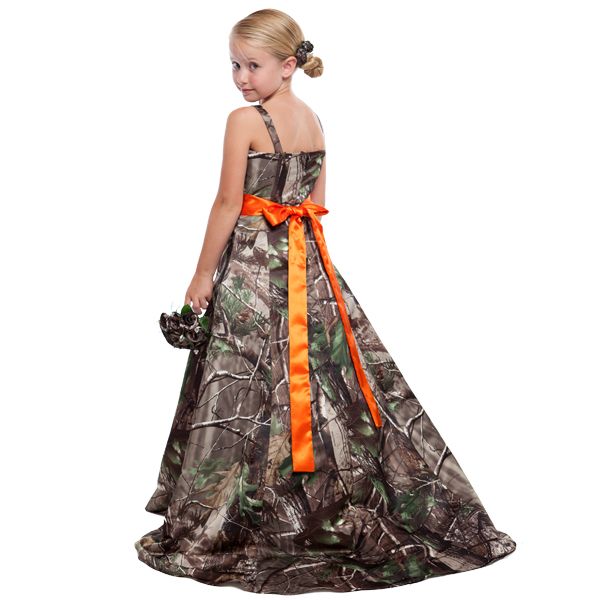 

camo flower girls dresses for weddings spaghetti elastic satin princess floor length junior bridesmaid dresses country flower girls dresses, White;blue