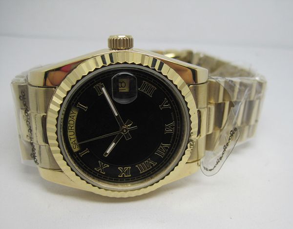 

men's luxury fashion watch mechanical automatic movement black face wristwatches r50, Slivery;brown