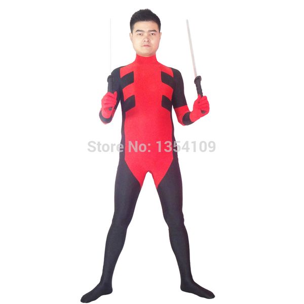 

custom red mens deadpool costume halloween party cosplay zentai suit, Black;red