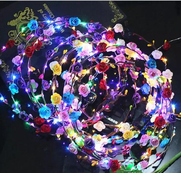 

2017 мигающий LED свечение цветок Корона ободки свет партии рейв цветочные волос гир