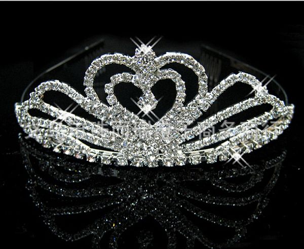 

new fashion 100% crystal and alloy bridal crown 2016 sweetheart tiaras hairwear jewelry hair wear, Silver