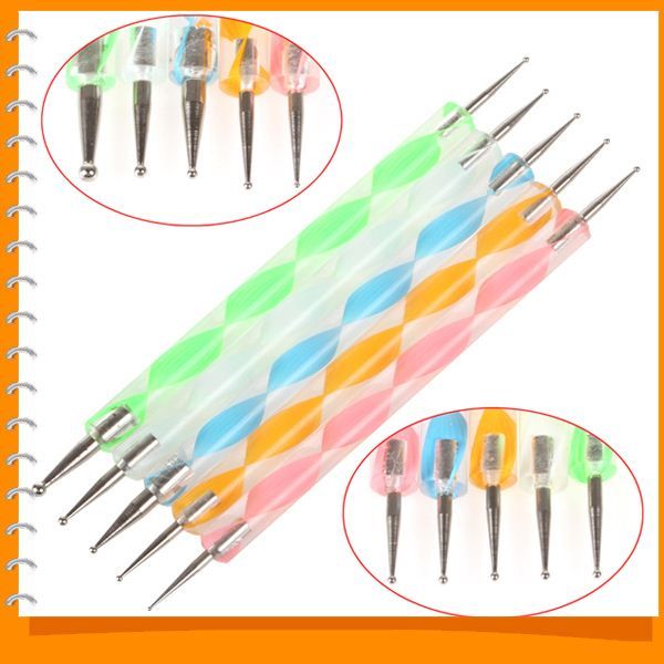 

2 Способ 5шт один набор расставить перо Marbleizing живопись инструмент Nail Art краска лак