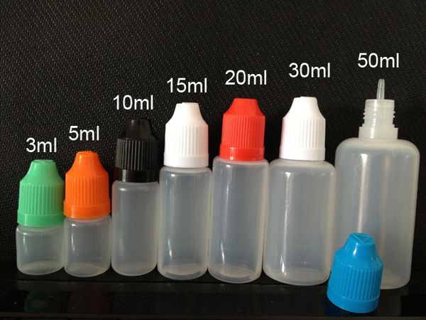 Großhandel Flaschen 3 ml 5 ml 10 ml 15 ml 20 ml 30 ml 50 ml Kunststoff PE weiche leere Nadelflasche mit kindersicherer Kappe Lange dünne Tropfspitzen clephan