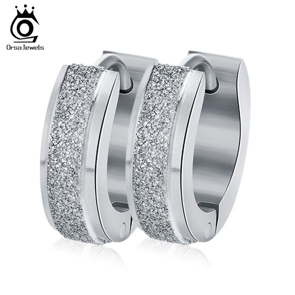

orsa jewels silver color&gold-color punk rock stainless steel small hoop earrings for women wedding party jewelry gte02, Golden;silver