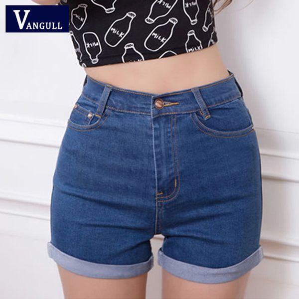 

wholesale- casual 2016 new korean style summer vintage high waisted denim women shorts plus size slim stretch turn ups female jeans shorts, White;black
