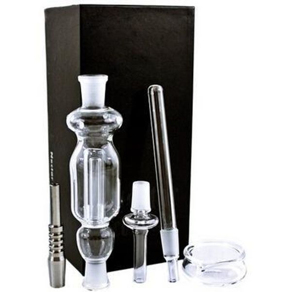 Hochwertiges Nektarsammler-Glas-Set mit Titan- und Quarz-Nagel-Dabberschale, 14 mm, 18 mm Glaspfeife, Wasserpfeife, Mini-Glasbong