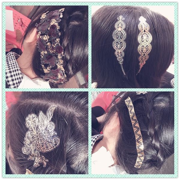 Hair Tattoos Henna Fake Golden Tattooing Metallic Tattoos