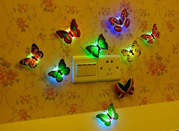 7 borboleta de mudança de cor noite led luzes de iluminação lâmpada luzes de festa de natal decoração do quarto casa halloween cafés decoração drop shipping