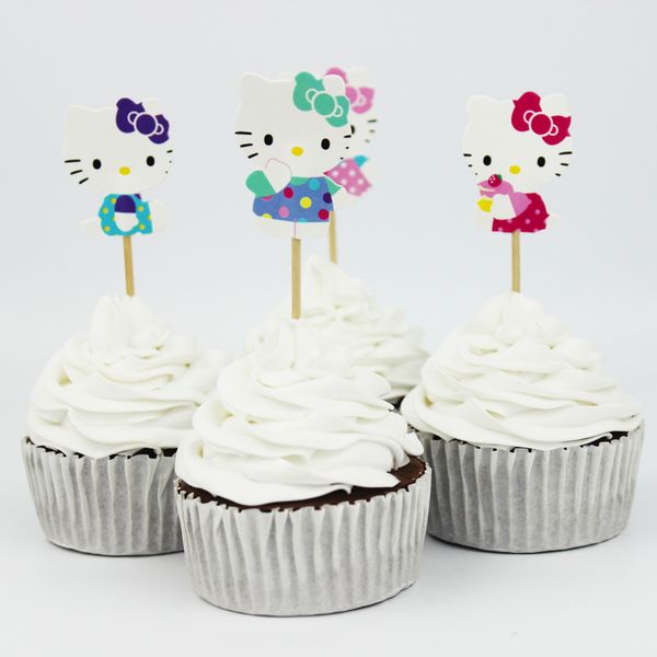 New Arrival Cute Hello Kitty Cake Decorating Tools Fruits Cupcake Inserted Card Stands For Birthday And Xmas Decoration Supplies Modo De Fazer Cupcake