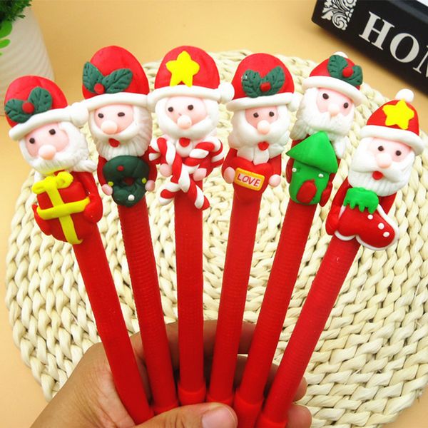 

soft clay cartoon snowman christmas ballpoint pen holder santa claus ball pen gift office school writing supplies ic916, Blue;orange