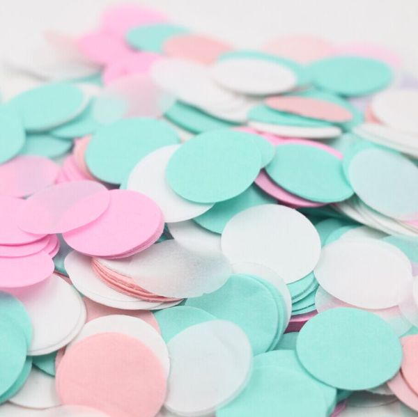 

wholesale-2.5cm mint green pink white bridal shower decor tissue paper confetti