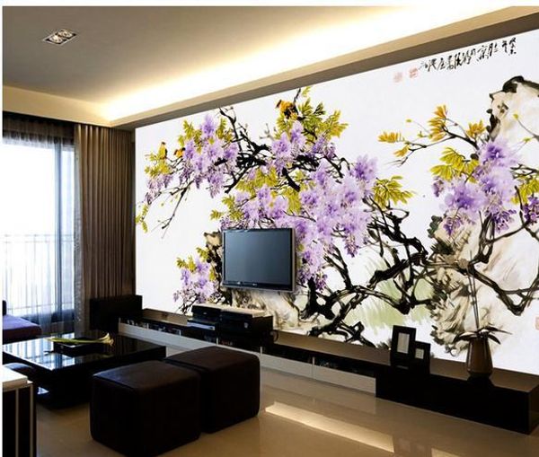 

large mural wallpaper papel de parede chinese bird landscape murals wall sticker wallpapers wholesale factory direct 20152201
