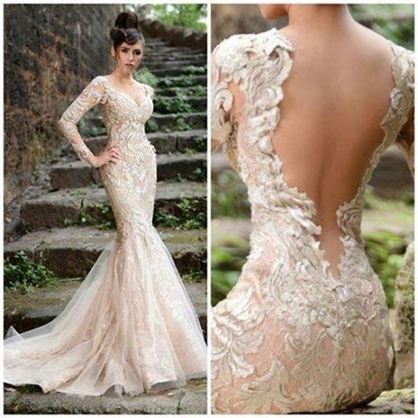 

charming rami salamoun evening dresses long sleeve sheath slim applique natural waist bridal gown court train event wedding beach prom dress, Black;red