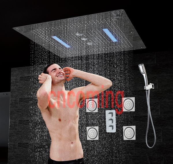 Set doccia a scomparsa per bagno di lusso Miscelatore termostatico Rubinetti per rubinetti LED Soffione doccia a soffitto Pioggia Cascata Getti massaggianti Unità di sistema AF5424