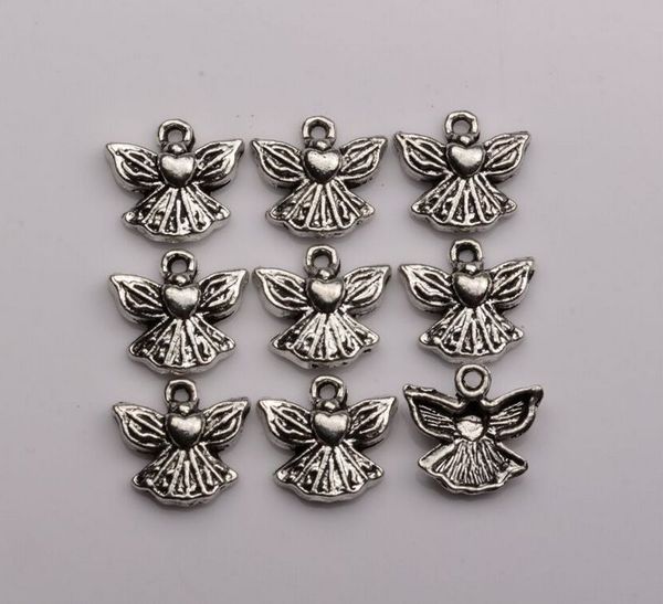 

горячее надувательство ! античный серебряный односторонний дизайн любовь ангел шарм подвески diy ювелирные изделия 12,5 х 12 мм (363, Bronze;silver