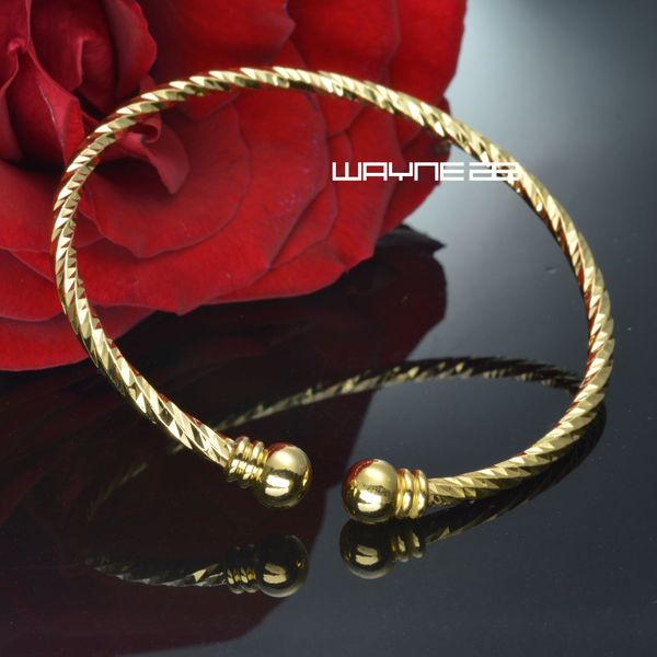 G122 Bracciale bangle in oro 18 carati GF filagree chiave greca da donna da donna dal design solido
