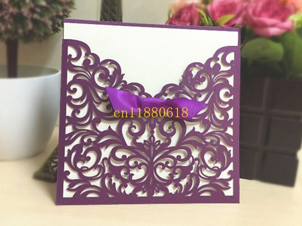 

wholesale- 100pcs/lot western style laser-cut lace flower pattern customizable printable wedding invitations cards 3 colors