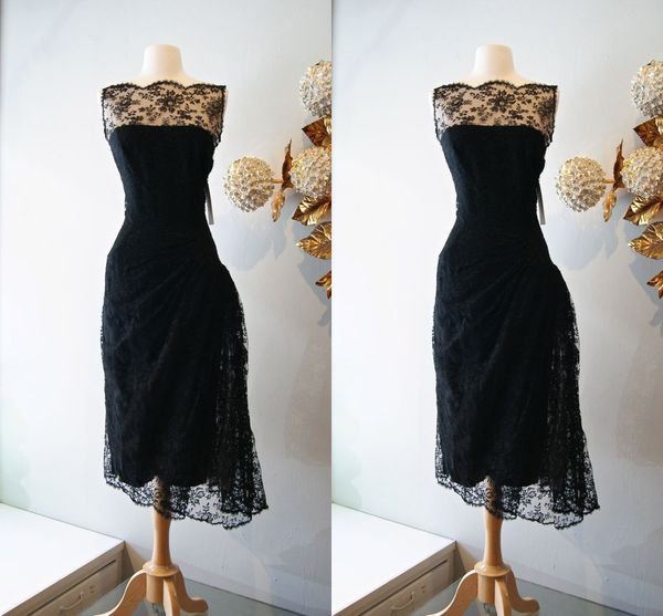 

elegant black lace bridesmaid dresses short tea length summer garden beach wedding party dresses pick up sheer women gowns, White;pink