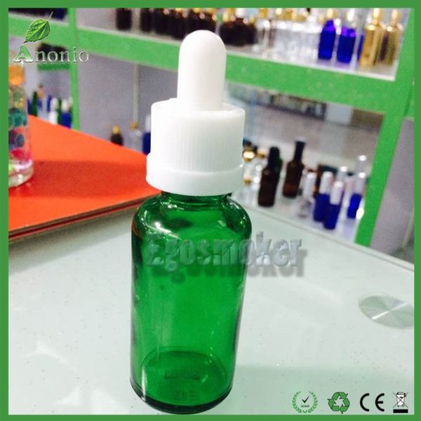 1000pcs Fedex Free Green Dropper Bottles E Liquid Bottle Glass 30ml 50ml 15ml 10ml Bottiglia di olio essenziale con tappo a vite in alluminio nero