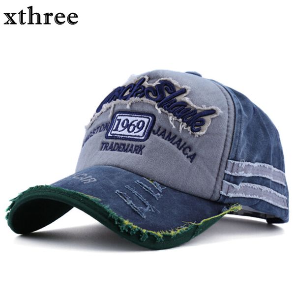 

xthree retro baseball cap fitted cap snapback hat for men gorras casual casquette letter embroidery, Blue;gray