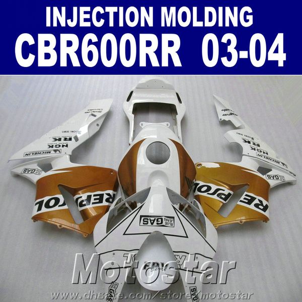 100% ABS! Moldagem Por Injeção para HONDA CBR 600RR carenagem 2003 2004 cbr600rr de ouro 03 04 partes de reparo do corpo RXSE