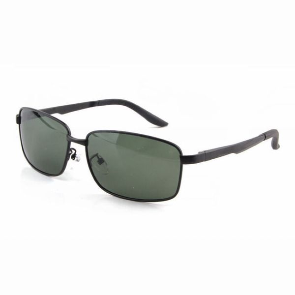

polarized mens uv400 sunglasses rectangular metal frame anti reflective green lens designer glasses atacado de oculos de sol, White;black